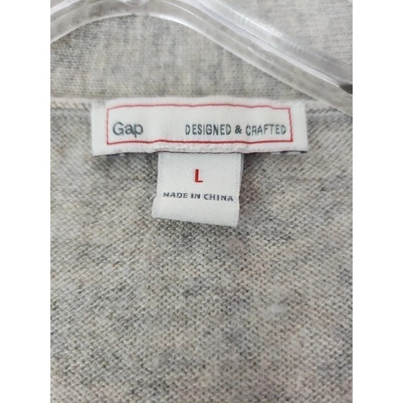 Gap~Woman Size L~Gray Long Delves Button-Up Sweater Cardigan, Pockets Wool Blend - Picture 11 of 14